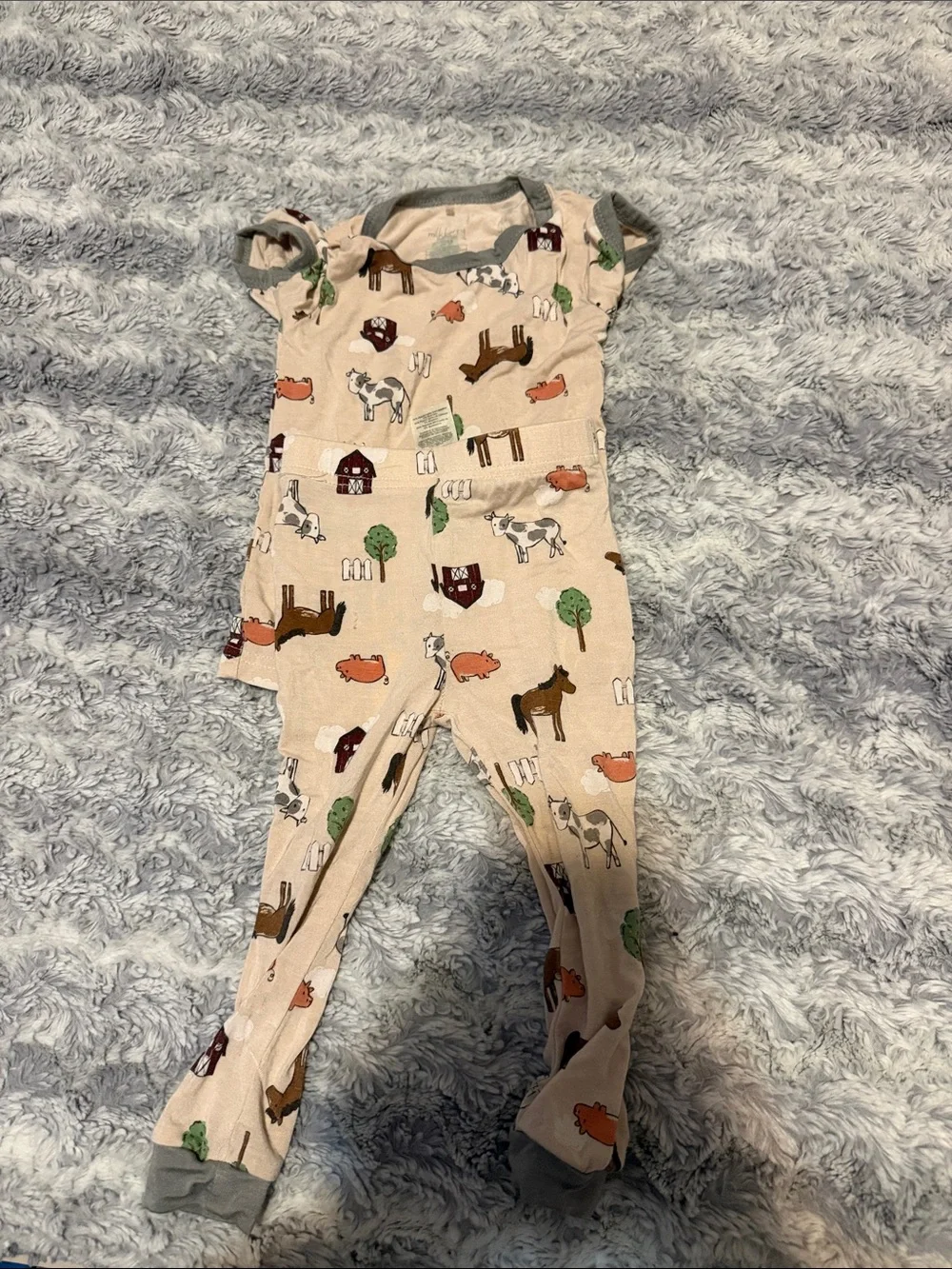 Cream Farm Animal Print Kids Pajama Set